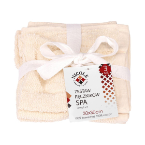 Zestaw ręczników SPA 30x30cm, 3szt kość słoniowa RAVI